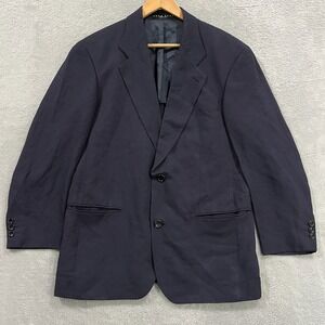 Vintage Hugo Boss Blazer Mens 40L? Linen Jacket  Blue Made In Italy Preppy